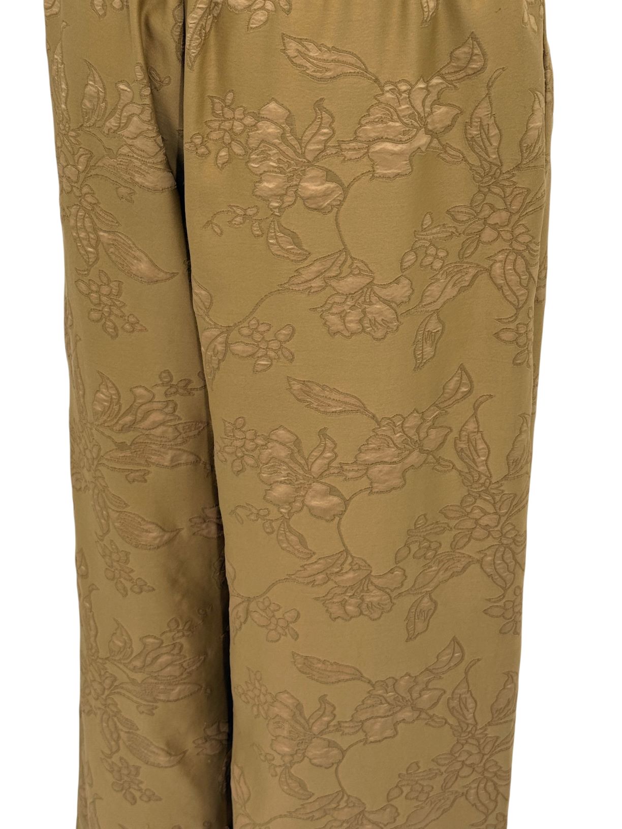 古月茗里【鎏纹咖影】新中式咖色暗纹提花弹力松紧腰显瘦直筒裤