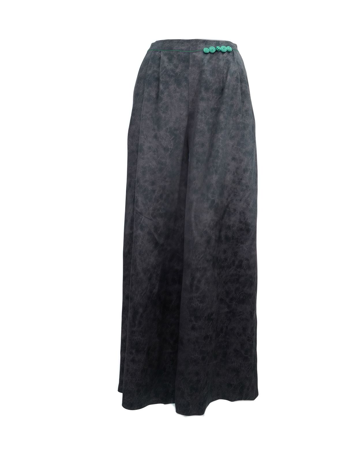 古月茗里【 墨染云裳】新中式香云纱腰间点缀龟裂纹显瘦直筒阔腿裤