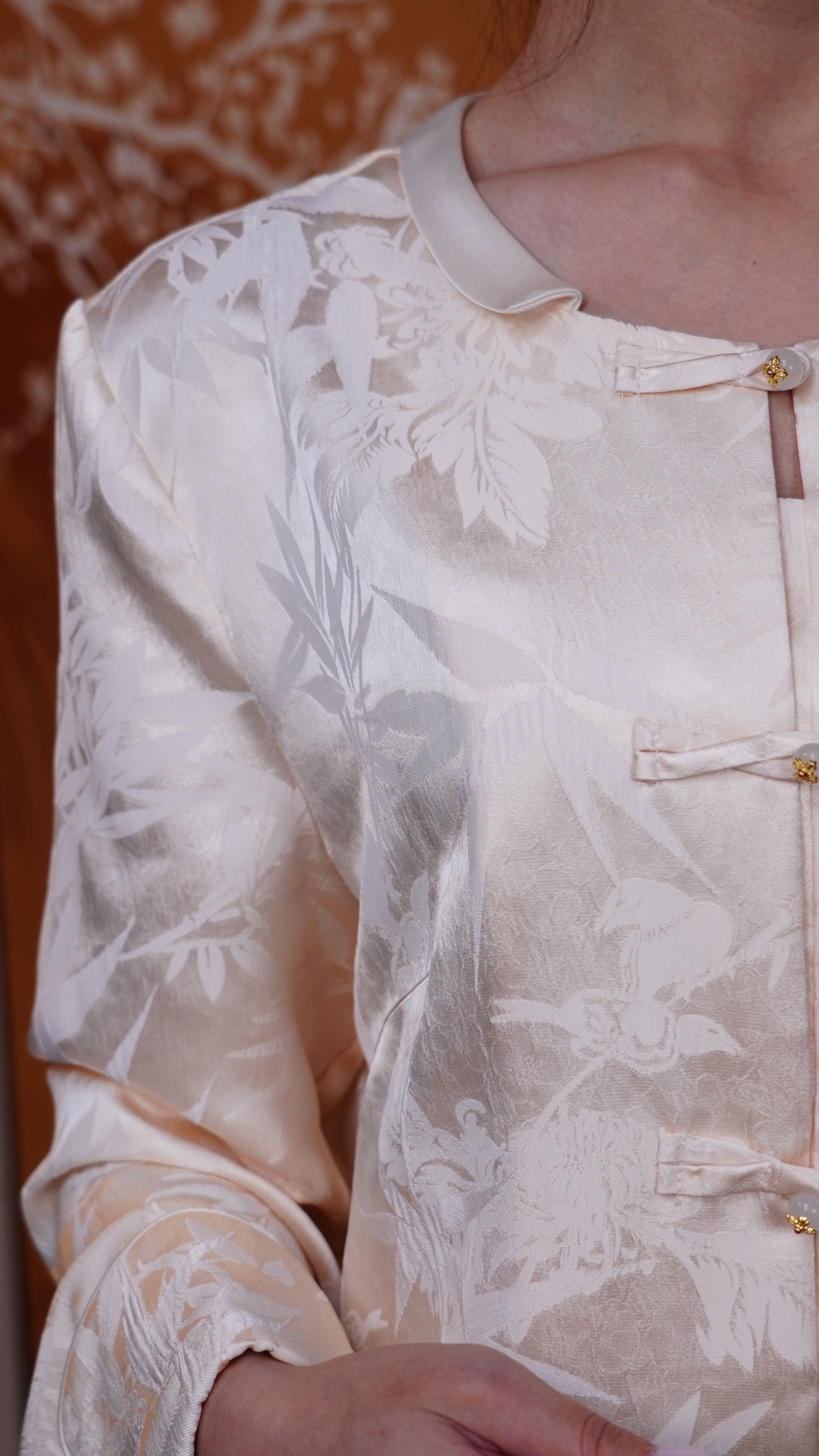 古月茗里【雪缎衔花】新中式提花盘扣高级感外套