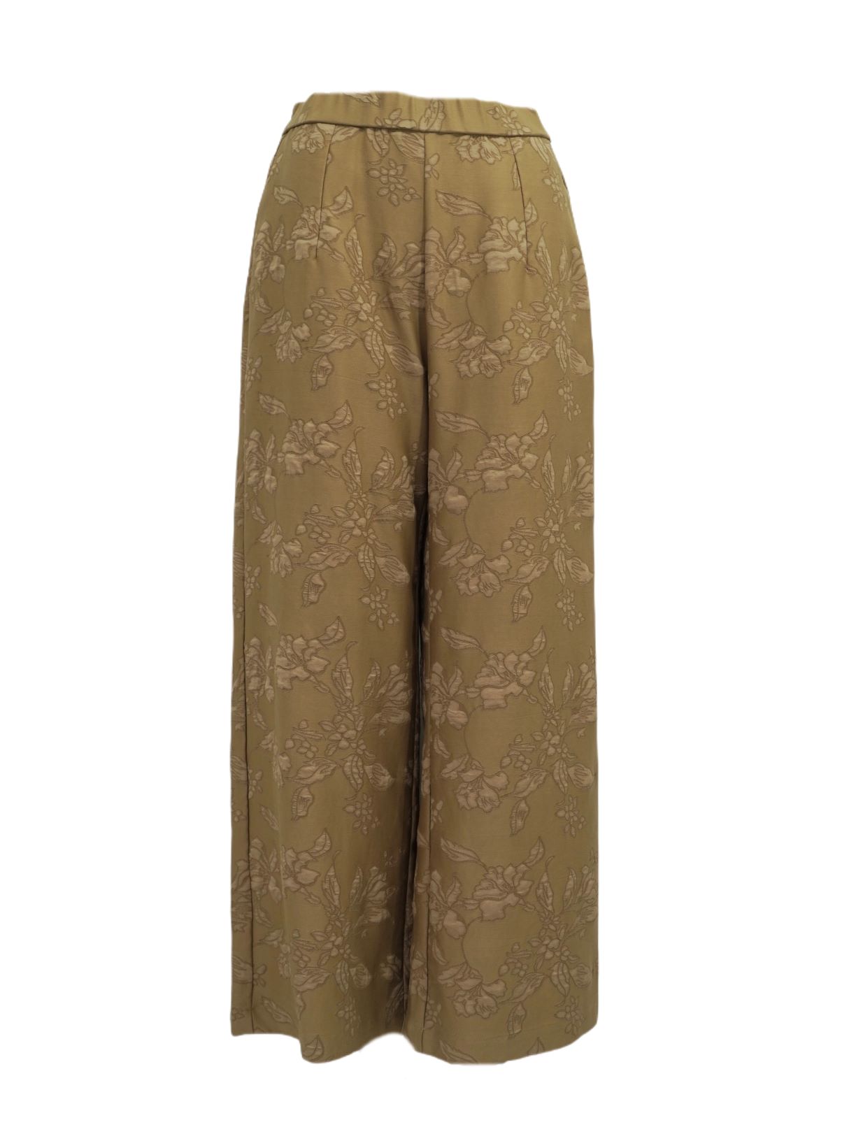 古月茗里【鎏纹咖影】新中式咖色暗纹提花弹力松紧腰显瘦直筒裤