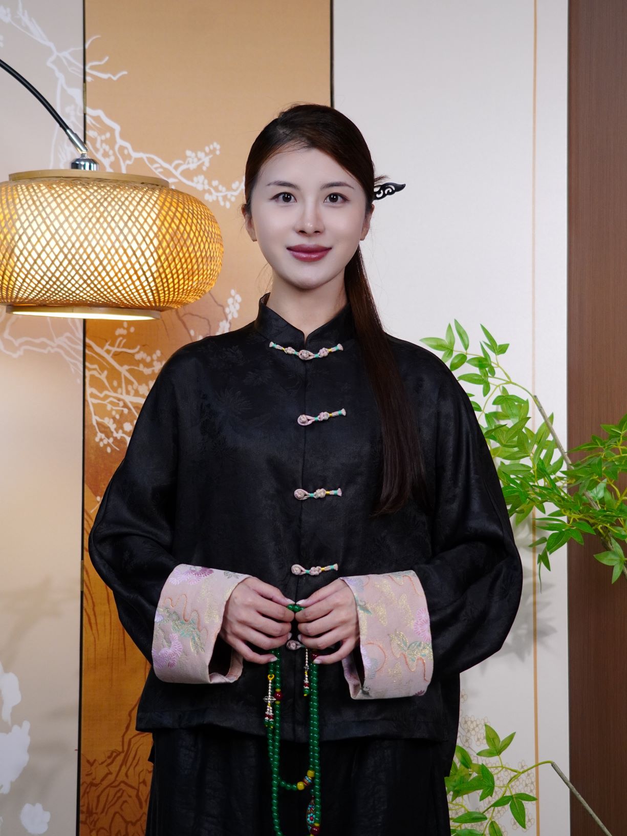 古月茗里【乌缎织春】新中式国风盘扣立领提花春夏暗纹外套