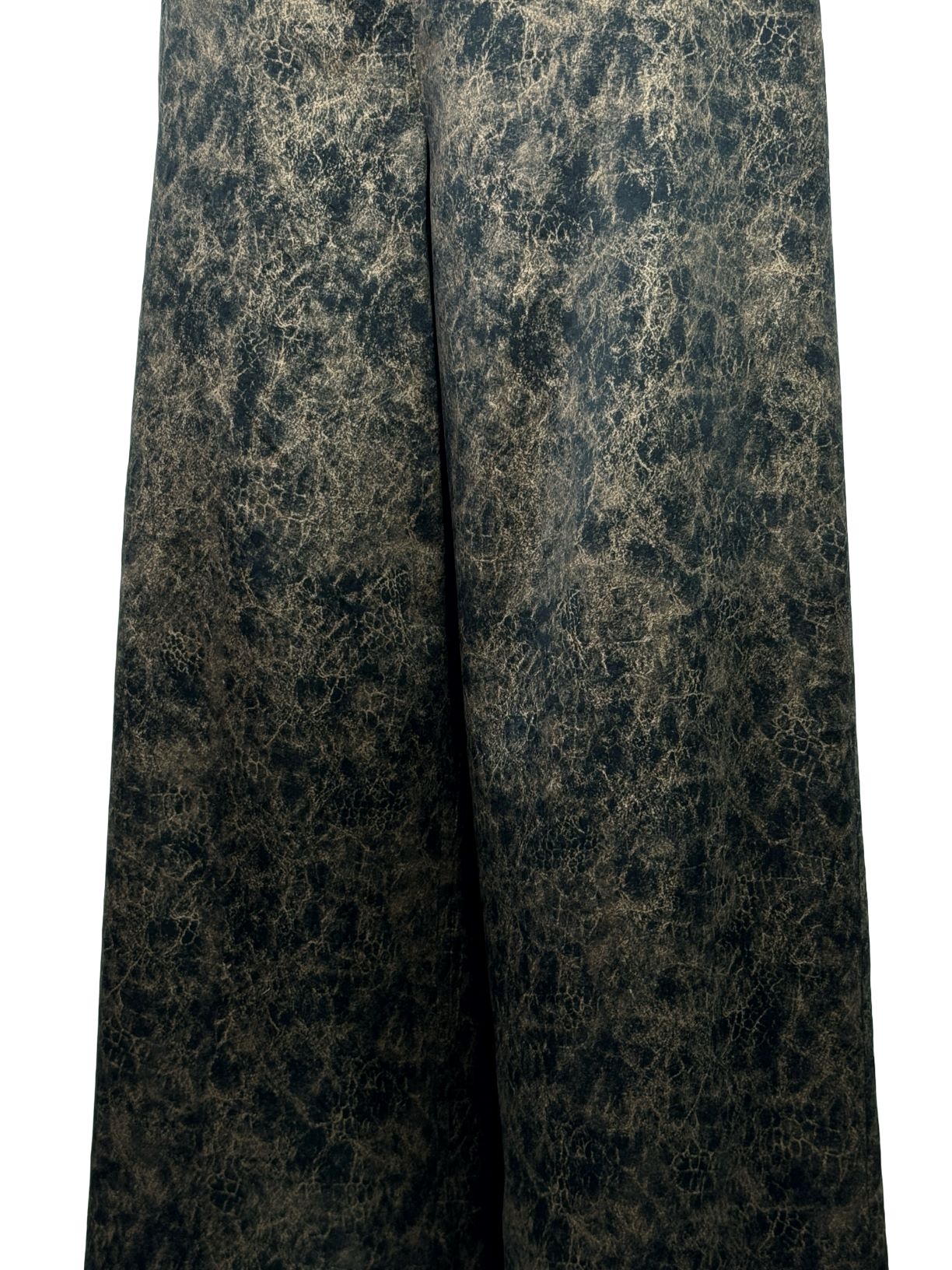 古月茗里【金蝉脱壳】新中式香云纱腰间点缀龟裂纹印花显瘦直筒阔腿裤