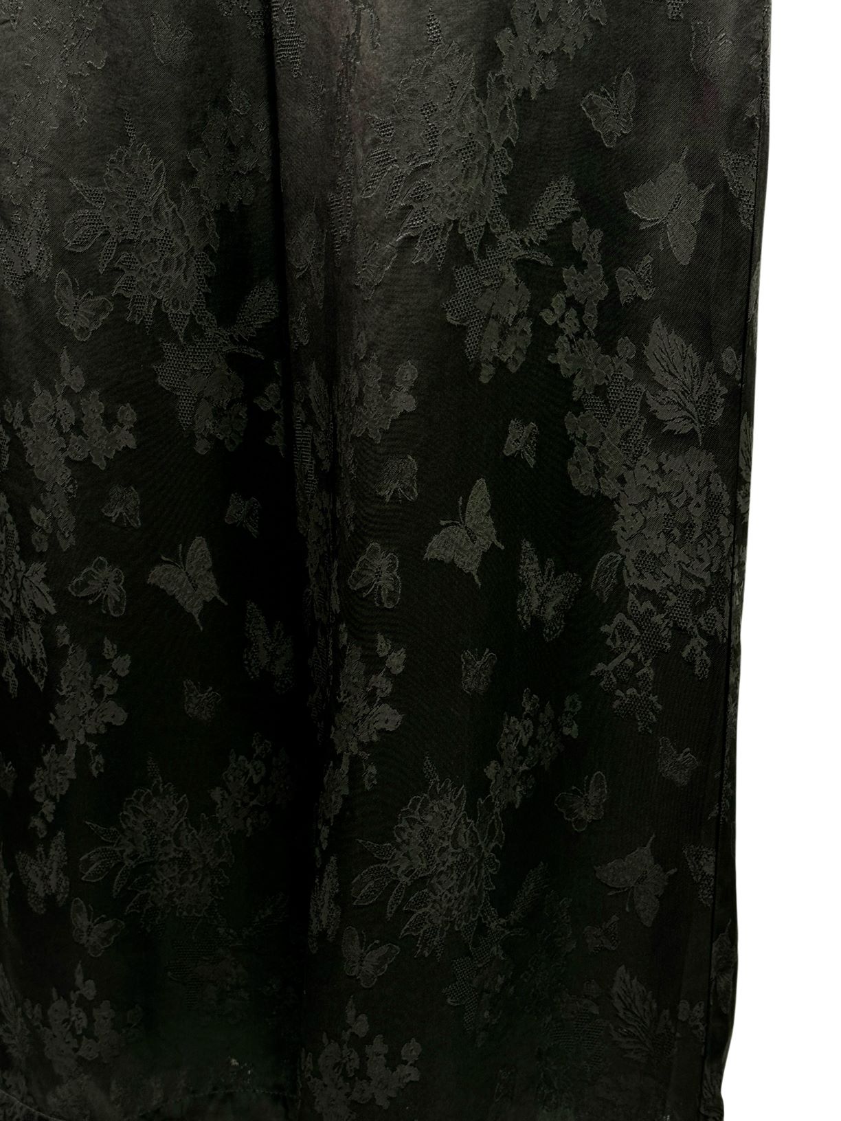 古月茗里【蝶舞翩翩】新中式黑色薄款蝴蝶暗纹提花显瘦直筒阔腿裤