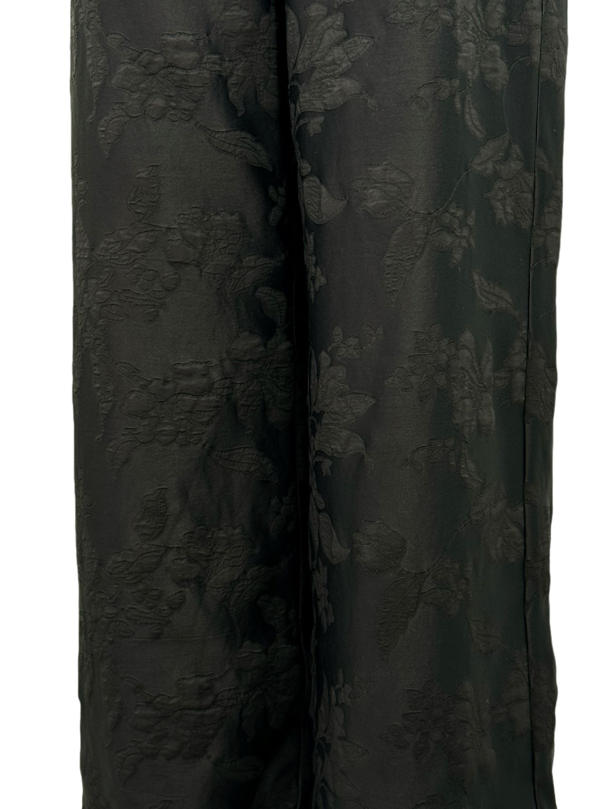 古月茗里【玄绣生花】新中式黑色暗纹提花松紧腰显瘦直筒阔腿裤