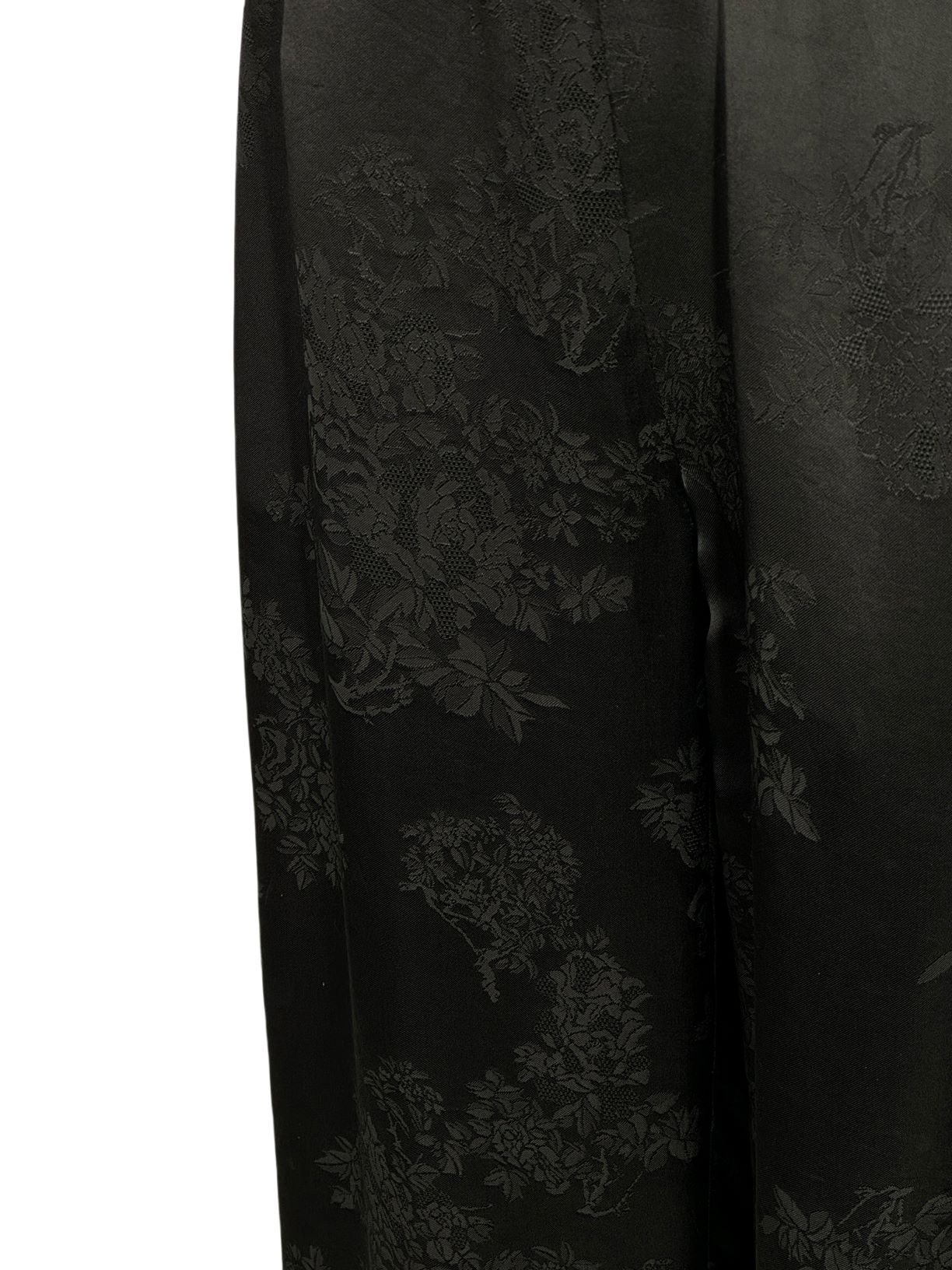 古月茗里【墨影缀绣】新中式黑色暗纹提花松紧腰显瘦直筒阔腿裤