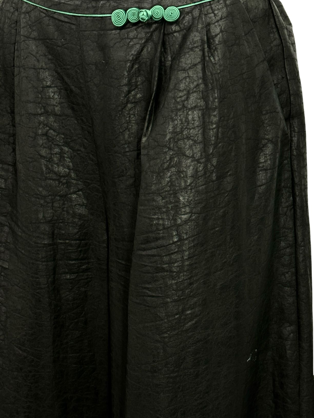 古月茗里【 乌绡叠纹】新中式香云纱纹理感腰间点缀显瘦直筒阔腿裤