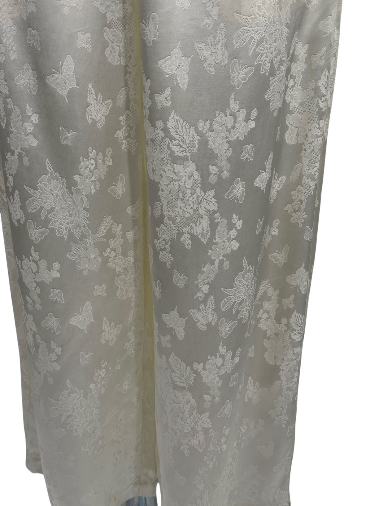 古月茗里【蝶舞翩翩】新中式白色薄款蝴蝶暗纹提花显瘦直筒阔腿裤