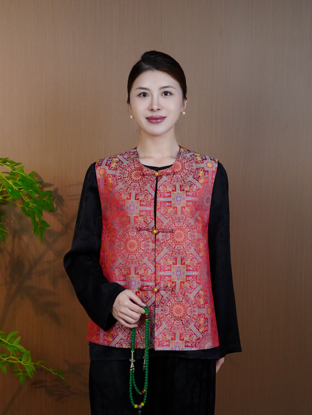 古月茗里【朱华承裳】新中式红色复古感两面穿盘扣圆领马甲