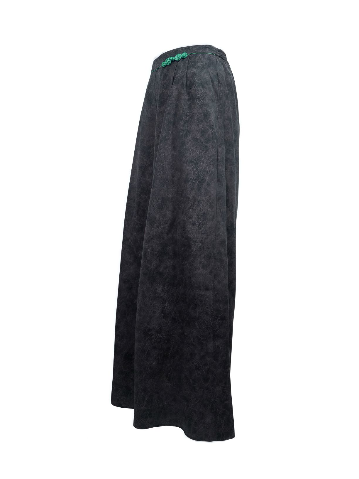 古月茗里【 墨染云裳】新中式香云纱腰间点缀龟裂纹显瘦直筒阔腿裤