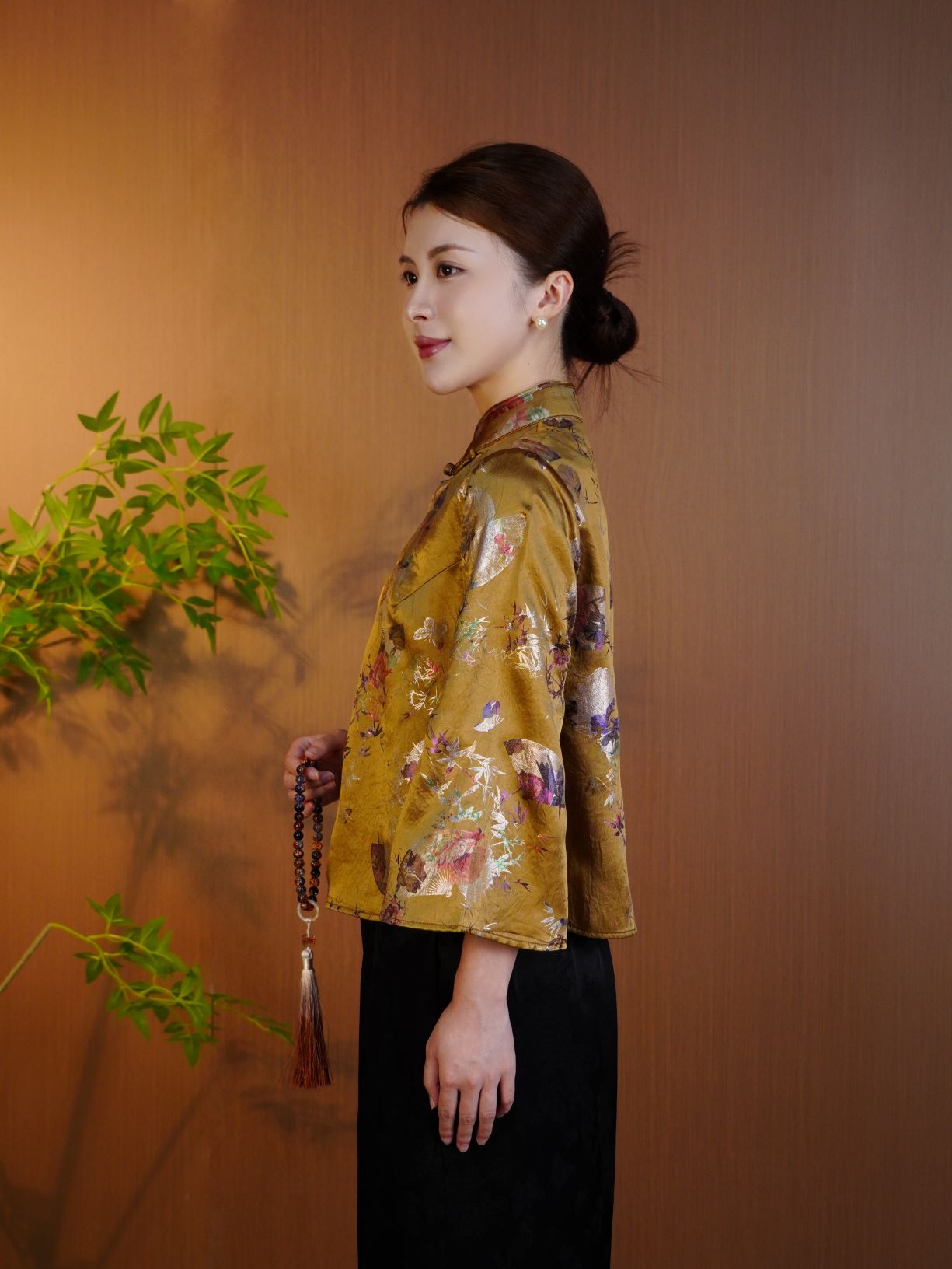 古月茗里【玄金耀纹】新中式国风唐装醋酸上衣复古印花外套