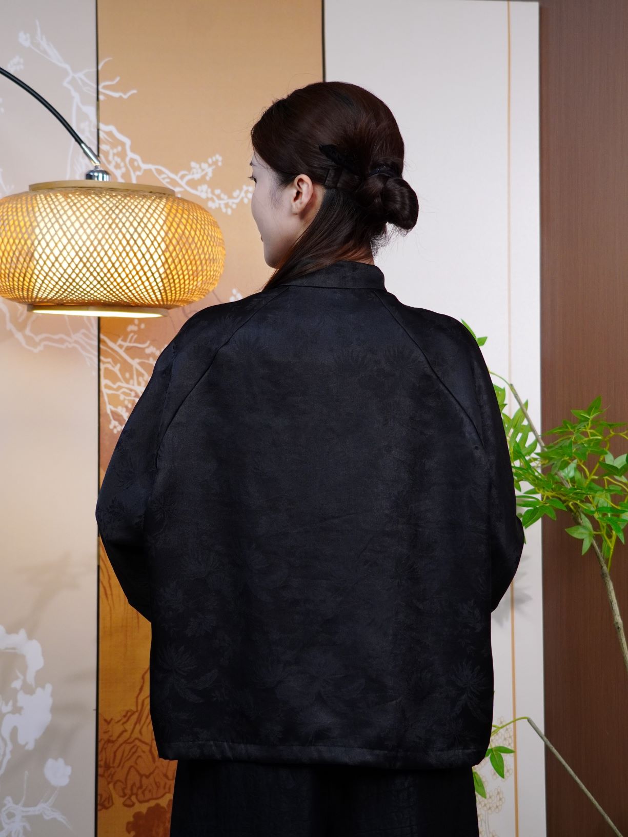 古月茗里【乌缎织春】新中式国风盘扣立领提花春夏暗纹外套