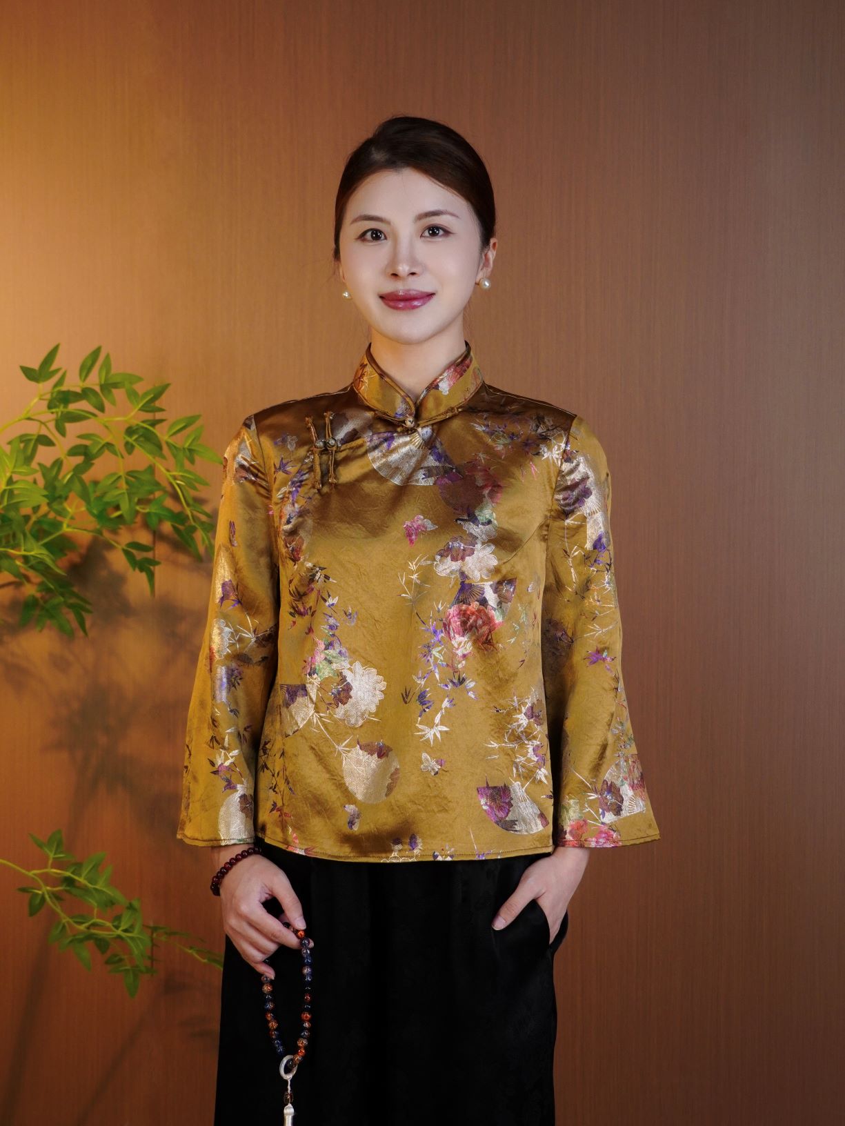 古月茗里【玄金耀纹】新中式国风唐装醋酸上衣复古印花外套