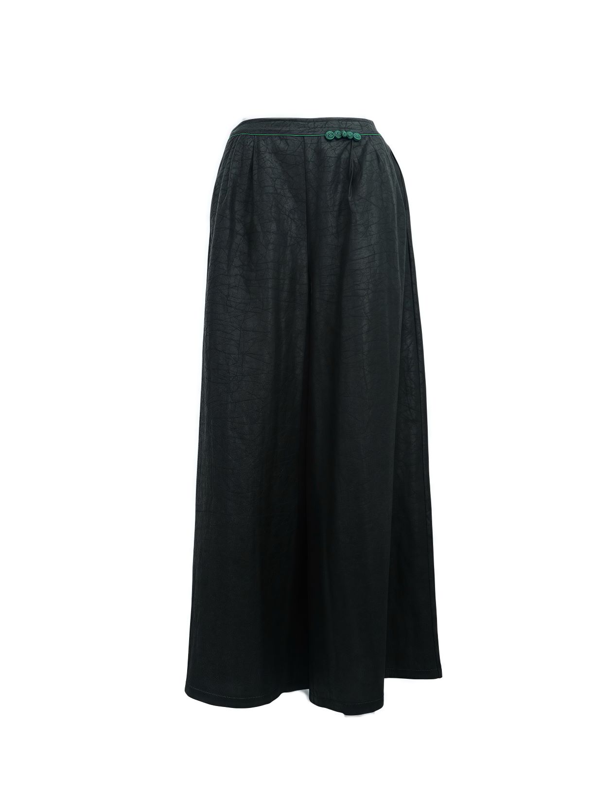 古月茗里【 乌绡叠纹】新中式香云纱纹理感腰间点缀显瘦直筒阔腿裤